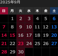 来月のカレンダー